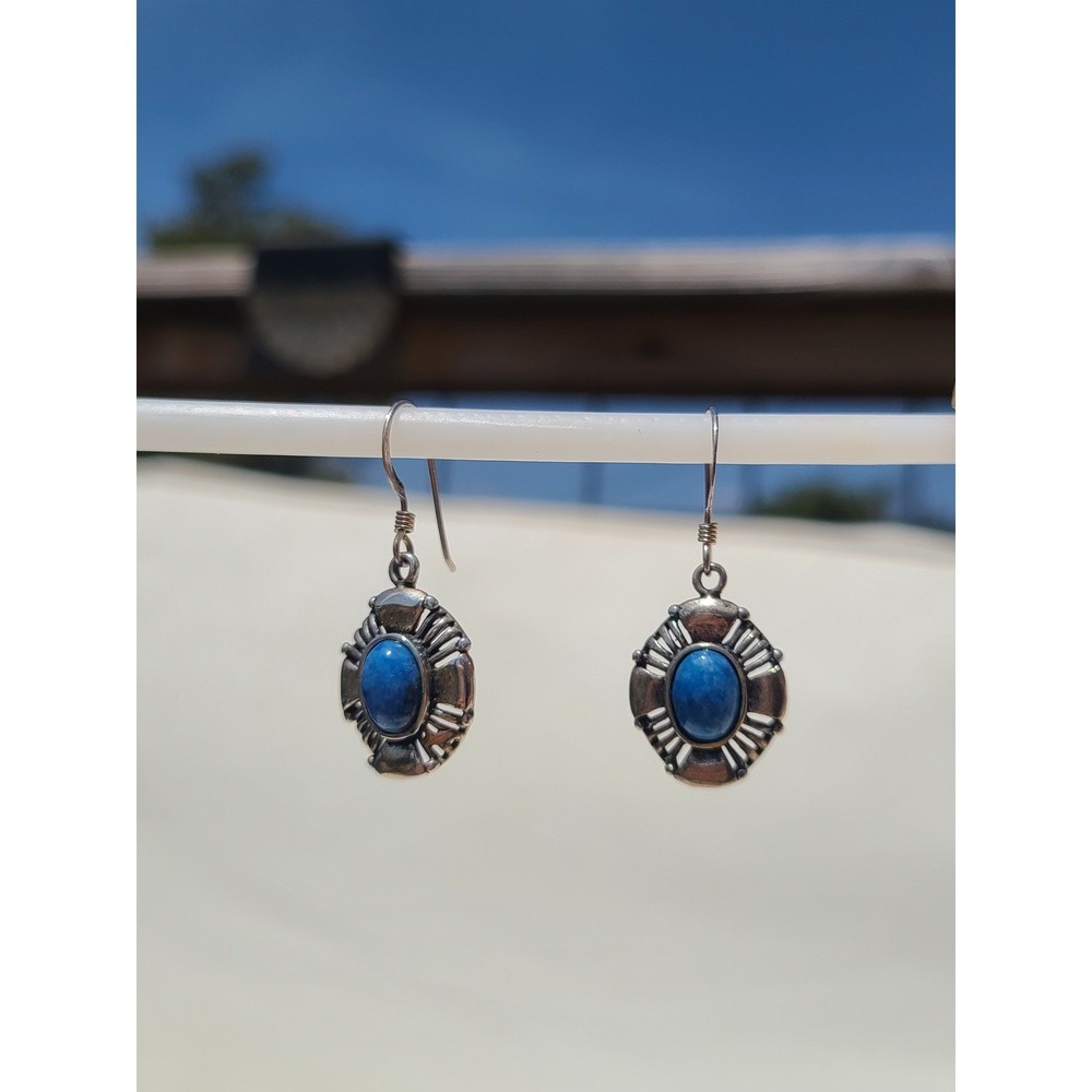 Monet Sterling Silver 925 Blue Lapis Dangle Drop Earings